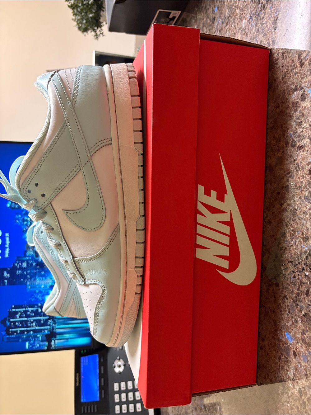 Nike Kids Low-Top Sneakers in Mint Green and White